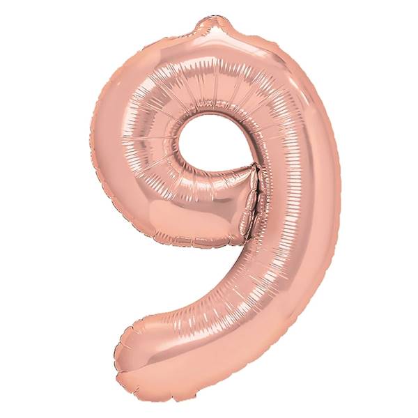 Balon foliowy cyfra 9 różowe złoto 100cm 450031