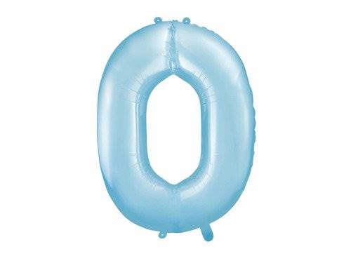 BALON FOLIOWY CYFRA 0 BŁĘKITNA PASTELOWA MAT PARTY DECO FB1P-9-001J 