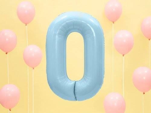 BALON FOLIOWY CYFRA 0 BŁĘKITNA PASTELOWA MAT PARTY DECO FB1P-9-001J 