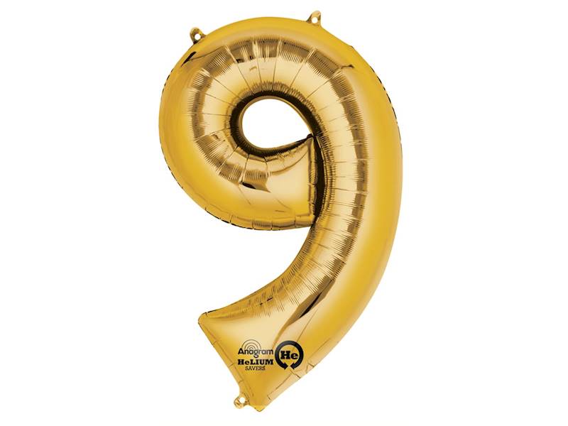 BALON FOLIOWY CYFRA 9 ZŁOTA 86CM 2826001 AMSCAN