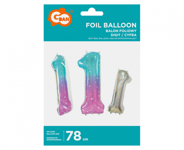 Balon foliowy cyfra 1 kosmos 78cm BC-HKS1
