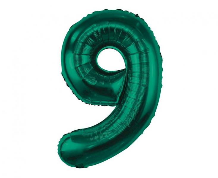 Balon foliowy cyfra 9 zieleń butelkowa 85cm Beauty&Charm
