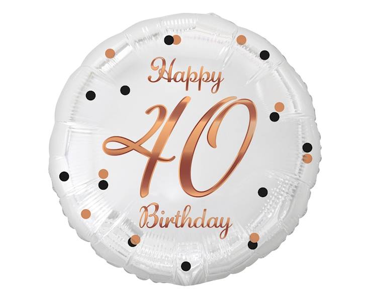 Balon foliowy okrągły 40 Birthday biały