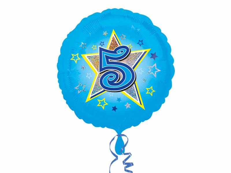 BALON FOLIOWY OKRĄGŁY 5 W GWIAZDCE NIEBIESKI 45CM 2953601 AMSCAN 