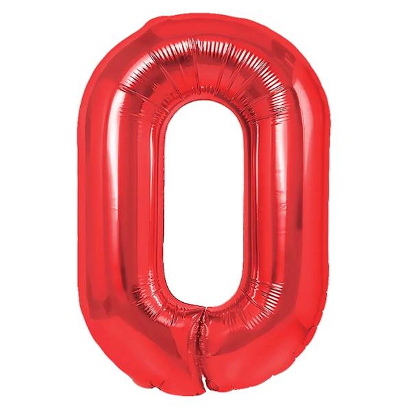 Balon foliowy cyfra 0 czerwona 100cm 450291