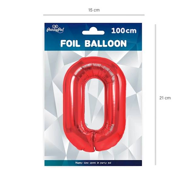 Balon foliowy cyfra 0 czerwona 100cm 450291