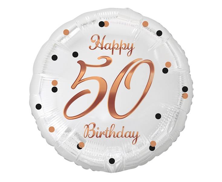 Balon foliowy okrągły 50 Birthday biały