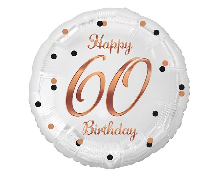 Balon foliowy okrągły 60 Birthday biały