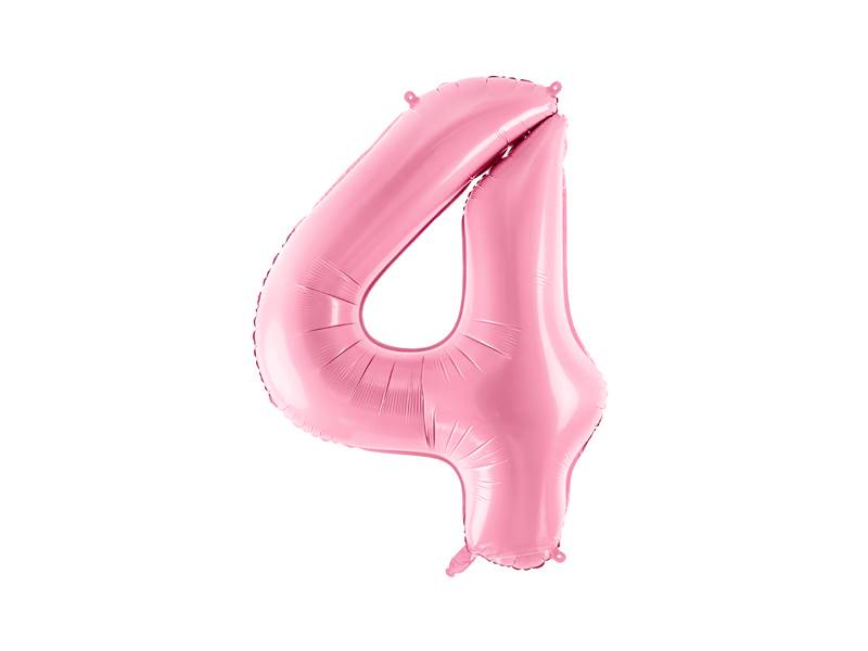BALON FOLIOWY CYFRA 4 RÓŻOWA PASTELOWA MAT PARTY DECO FB1P-4-081