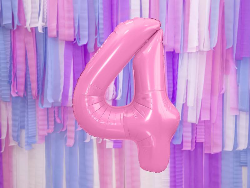 BALON FOLIOWY CYFRA 4 RÓŻOWA PASTELOWA MAT PARTY DECO FB1P-4-081