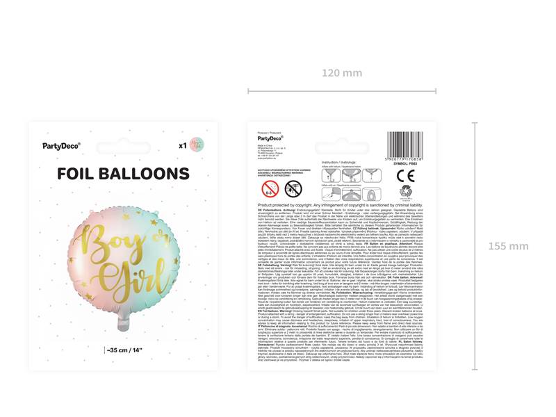 Balon foliowy okrągły Boy Or Girl 45cm