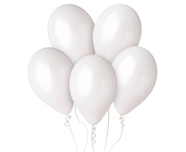Balony Gemar 10" GM90 029 metalizowane perłowo - białe 26cm 100szt