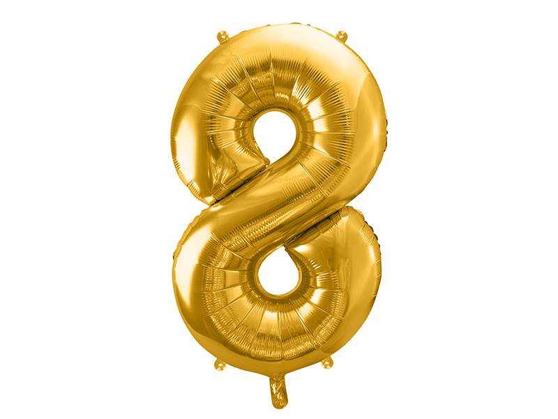 BALON FOLIOWY CYFRA 8 ZŁOTA PARTY DECO FB1M-8-019