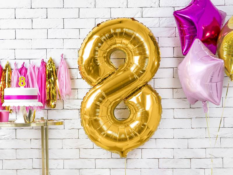 BALON FOLIOWY CYFRA 8 ZŁOTA PARTY DECO FB1M-8-019