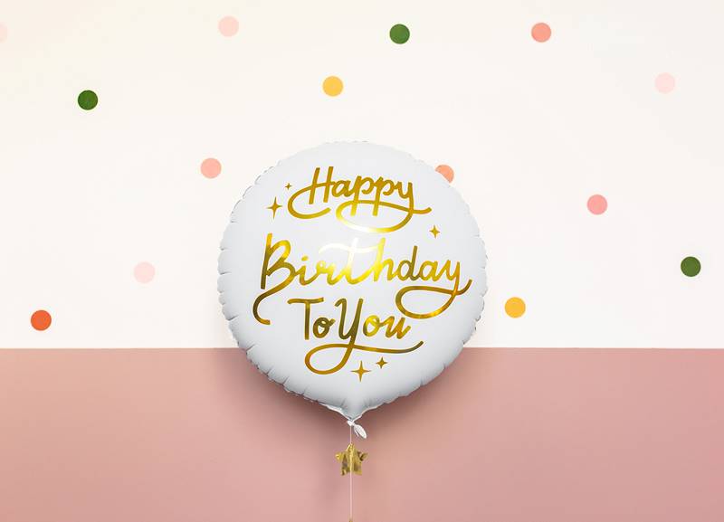 Balon foliowy okrągły biały Happy Birthday to You 35cm FB58