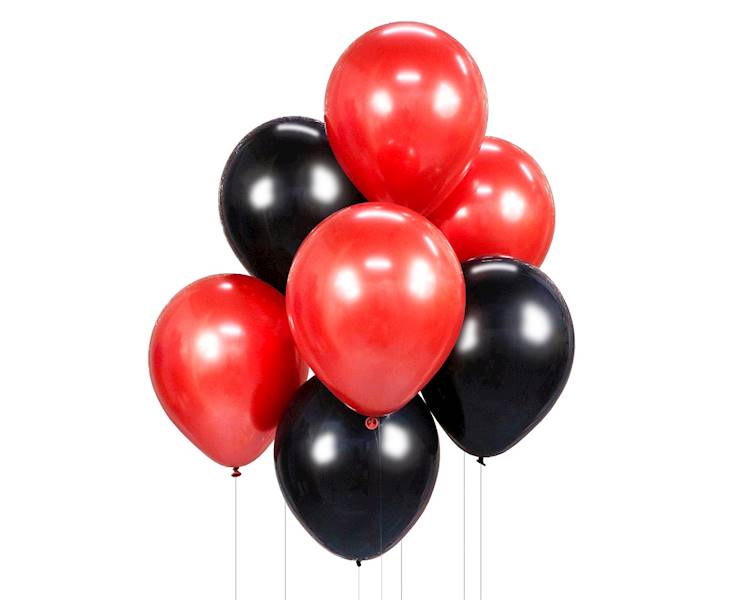 Balony bukiet balonowy czarno-czerwony 7 szt 12"
