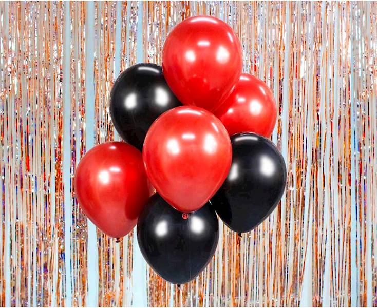 Balony bukiet balonowy czarno-czerwony 7 szt 12"