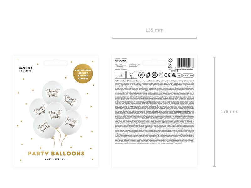 Balony z nadrukiem 30 cm Chrzest Święty białe 6 szt. SB14P-309-008-6