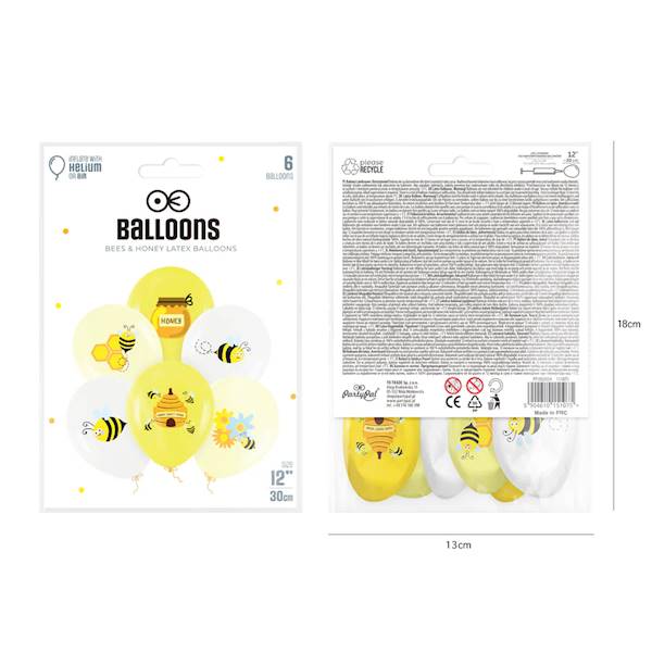Balony lateksowe pszczoły 6szt 151075