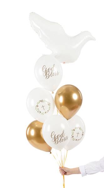 Balony z nadrukiem 30 cm God Bless Komunia, Chrzest Ślub 6 szt. SB14P-310-000-6