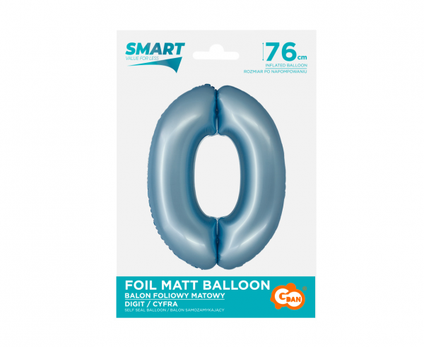Balon foliowy cyfra 0 76cm niebieska matowa CH-SJN0