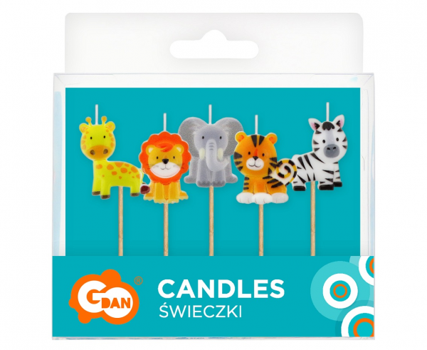 Świeczki pikery zwierzęta dzikie Safari 5szt