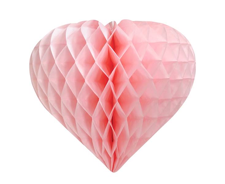 Rozeta dekoracyna serce różowa 26cm