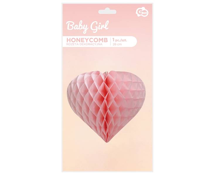 Rozeta dekoracyna serce różowa 26cm