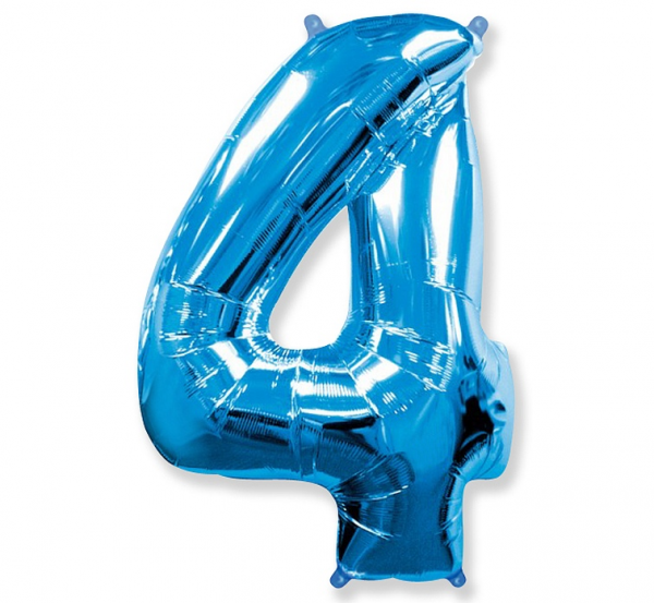 Balon foliowy cyfra 4 niebieski metaliczny 85 cm Godan luz