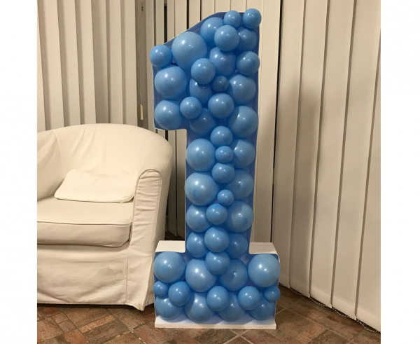 Szablon do wypełniania balonami cyfra 1 - styropian + tektura falista 120 cm wysokości