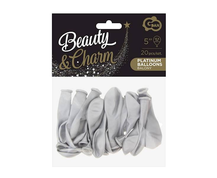 Balony mini lateksowe 5" srebrne metaliczne 20 szt do girland i pudełek CB-5LS2