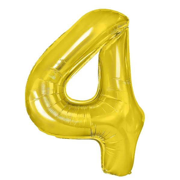 Balon foliowy cyfra 4 złota 100cm 450016