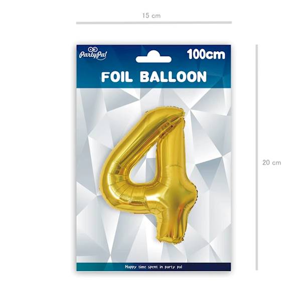 Balon foliowy cyfra 4 złota 100cm 450016