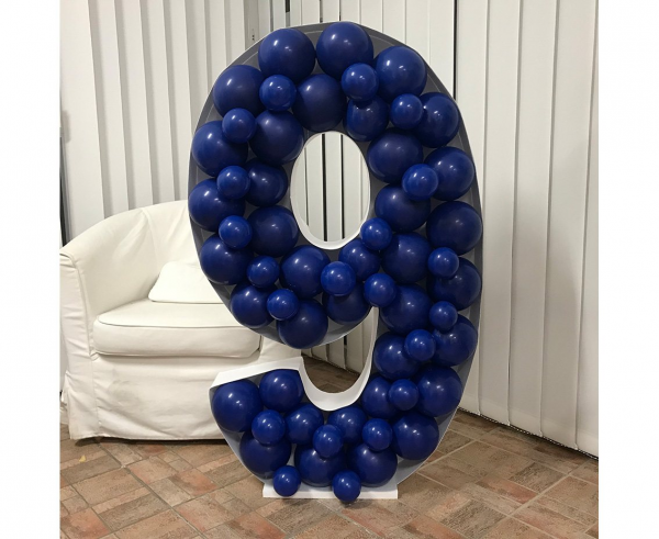 Szablon do wypełniania balonami cyfra 9 - styropian + tektura falista 120 cm wysokości