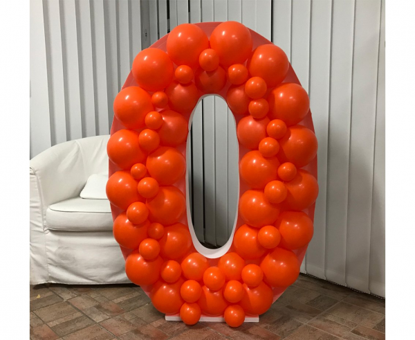 Szablon do wypełniania balonami cyfra 0 - styropian + tektura falista 120 cm wysokości