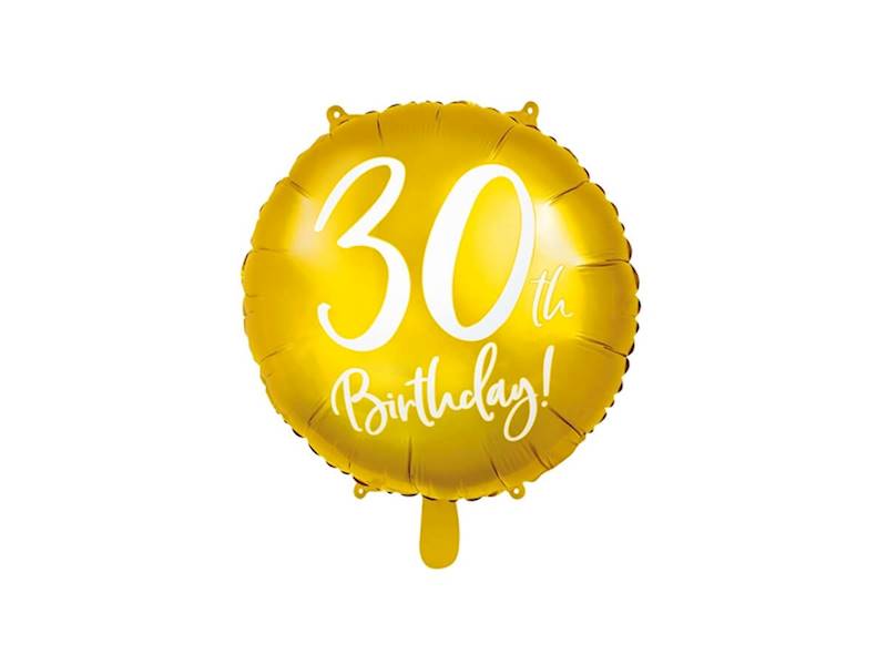 BALON FOLIOWY OKRĄGŁY 30 BIRTHDAY ZŁOTY 45CM FB24M-30-019 