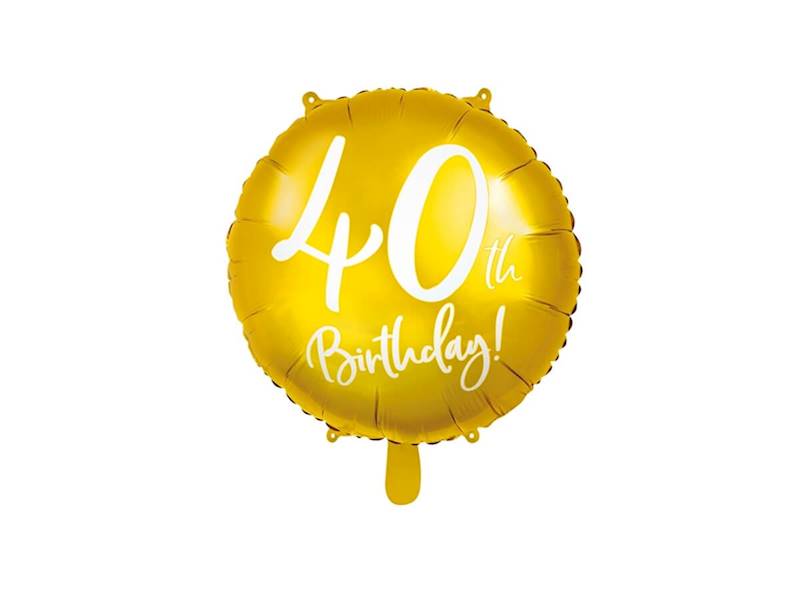 BALON FOLIOWY OKRĄGŁY 40 BIRTHDAY ZŁOTY PARTY DECO FB24M-40-019 