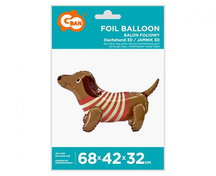 Balon foliowy jamnik 3D -stojący pompowany powietrzem