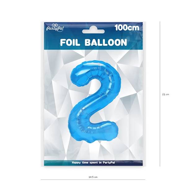 Balon foliowy cyfra 2 niebieska 100cm 450282