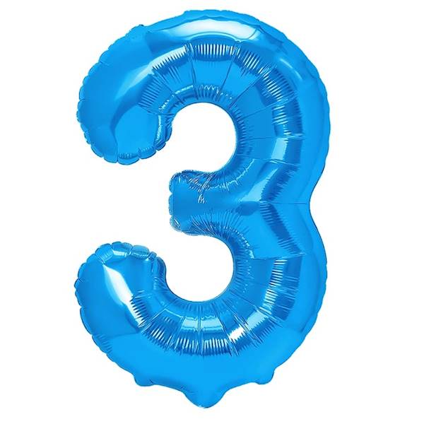 Balon foliowy cyfra 3 niebieska 100cm 450283