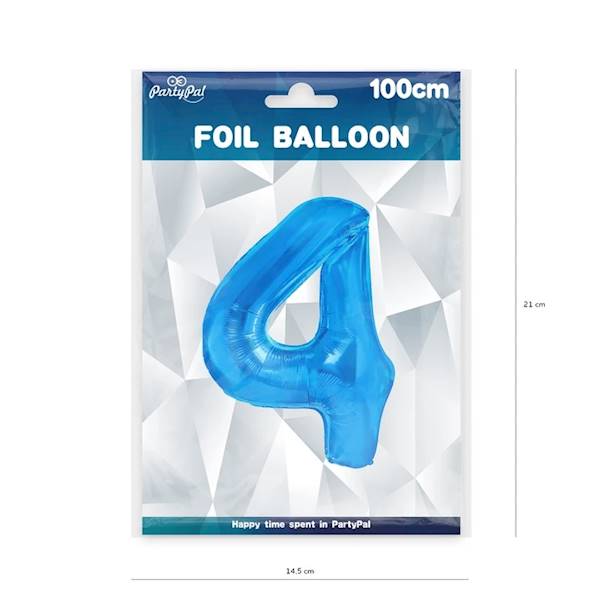 Balon foliowy cyfra 4 niebieska 100cm 450284