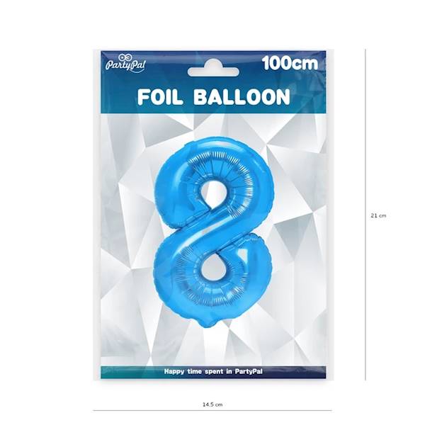 Balon foliowy cyfra 8 niebieska 100cm 450288