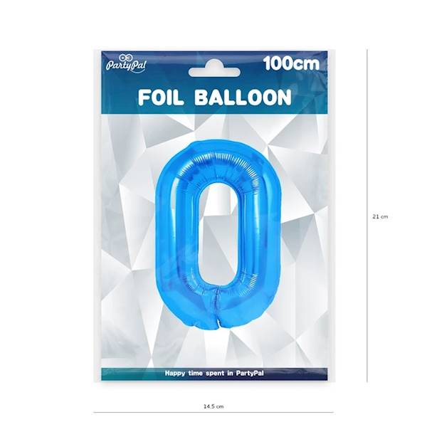 Balon foliowy cyfra 0 niebieska 100cm 450280