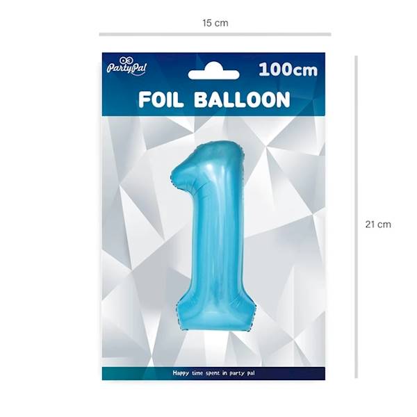 Balon foliowy cyfra 1 jasno niebieska 100cm 450043