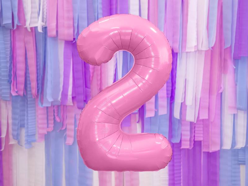 BALON FOLIOWY CYFRA 2 RÓŻOWA PASTELOWA MAT PARTY DECO FB1P-2-081 