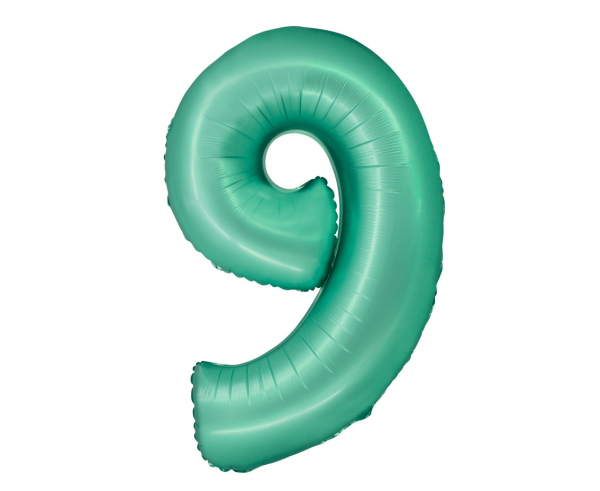Balon foliowy cyfra 9 76cm miętowa matowa CH-SMT9