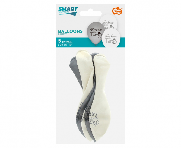 Balony lateksowe Kocham Cię Tato 5szt 30cm