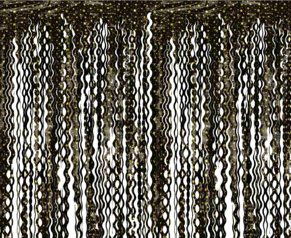 Kurtyna spirale czarna gwiazdki złote metaliczne 100x200cm