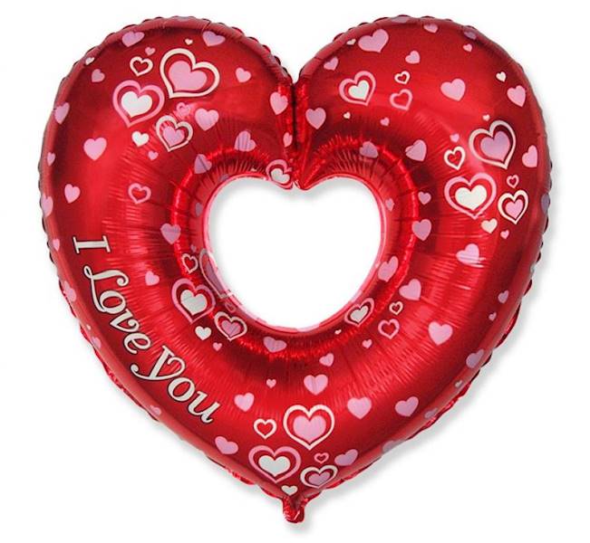 Balon foliowy serce otwarte z nadrukiem I Love You