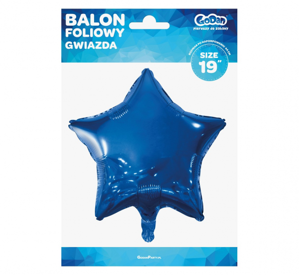 Balon foliowy gwiazdka granatowa błyszcząca 44cm HS-G19GN